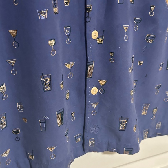 Nat Nast Embroidered Silk Cocktail Martini Button Down Medium - Picture 8 of 8